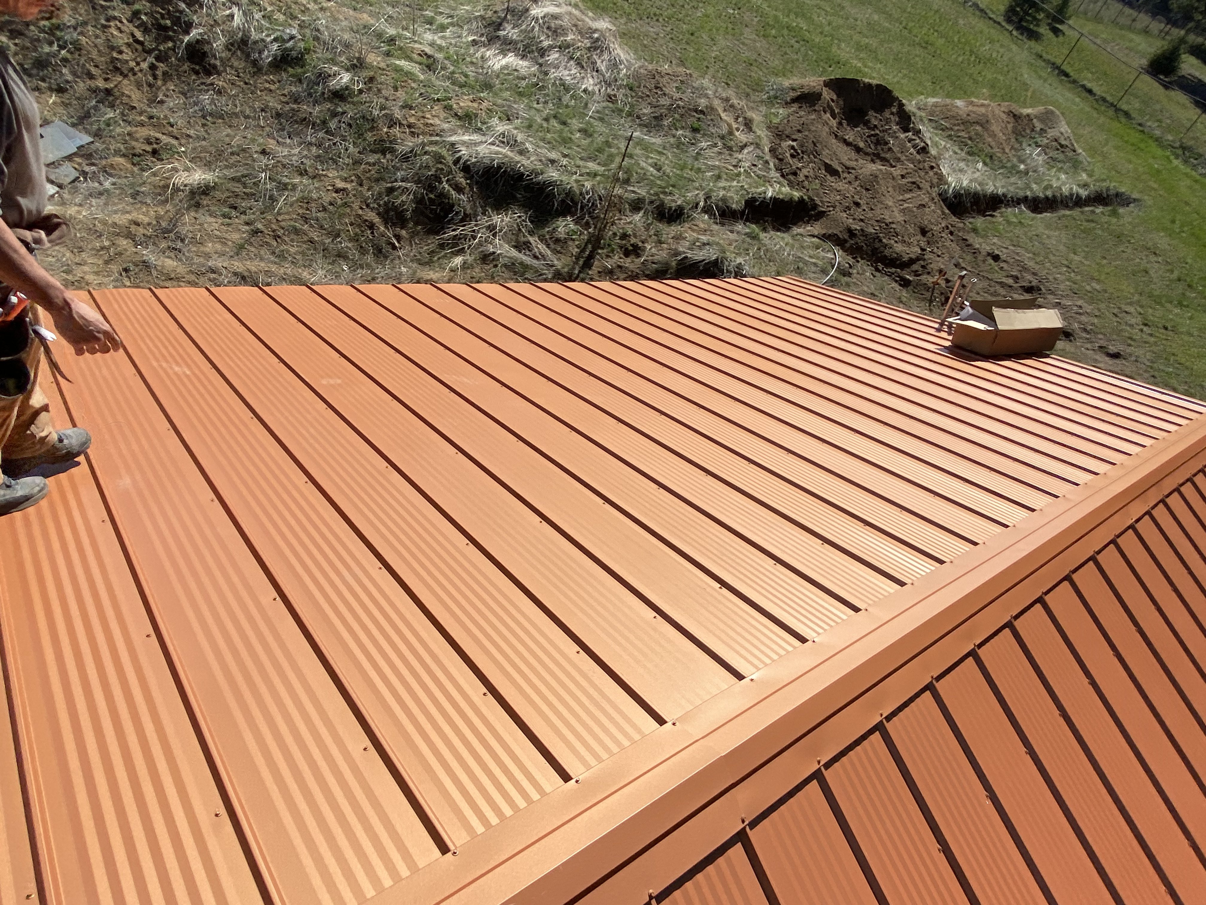 Copper standing seam metal roof