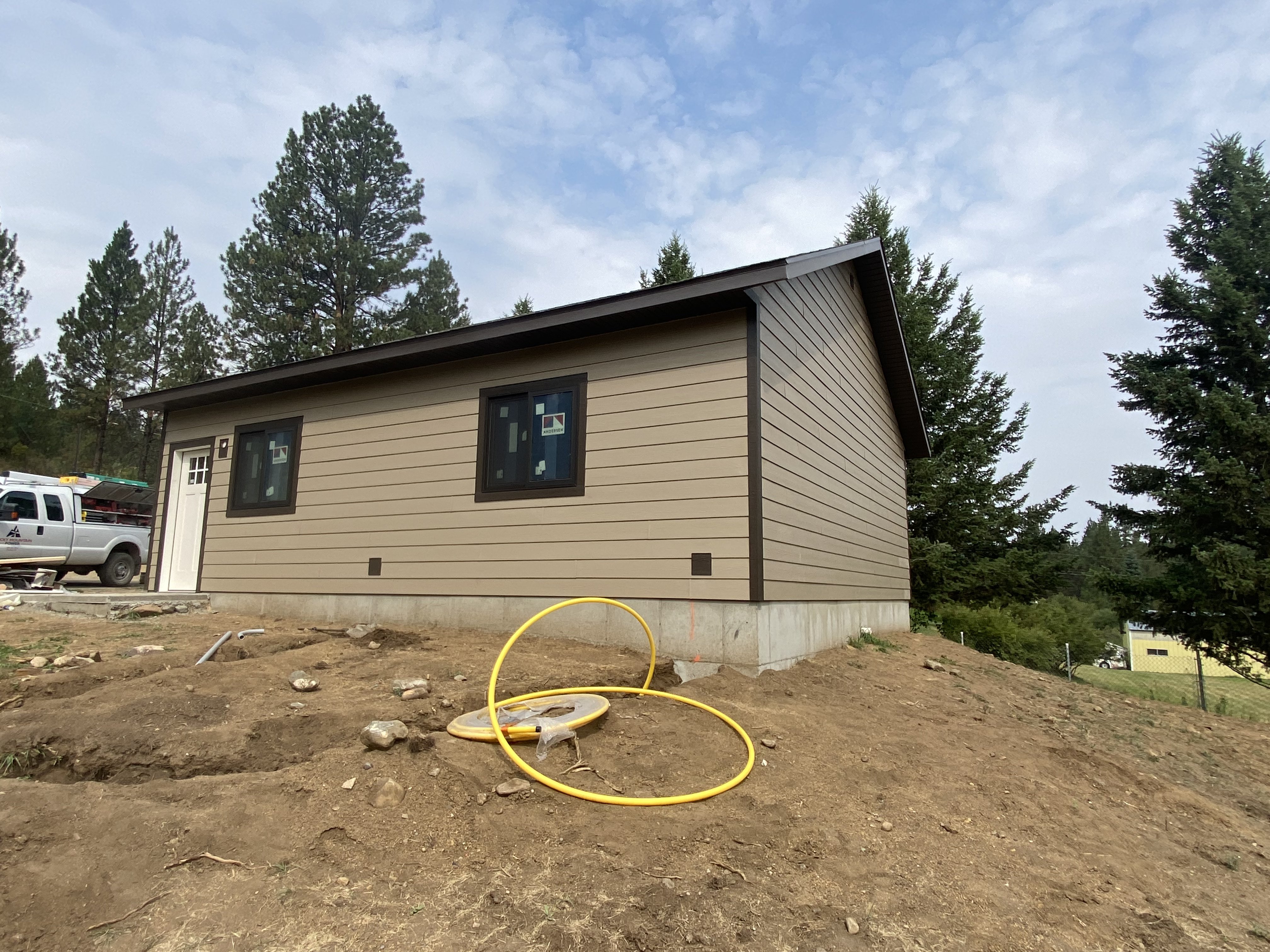 Completed garage — side angle view